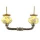 Yellow Marigold Etched Floral Ceramic Cut Bridge Handle